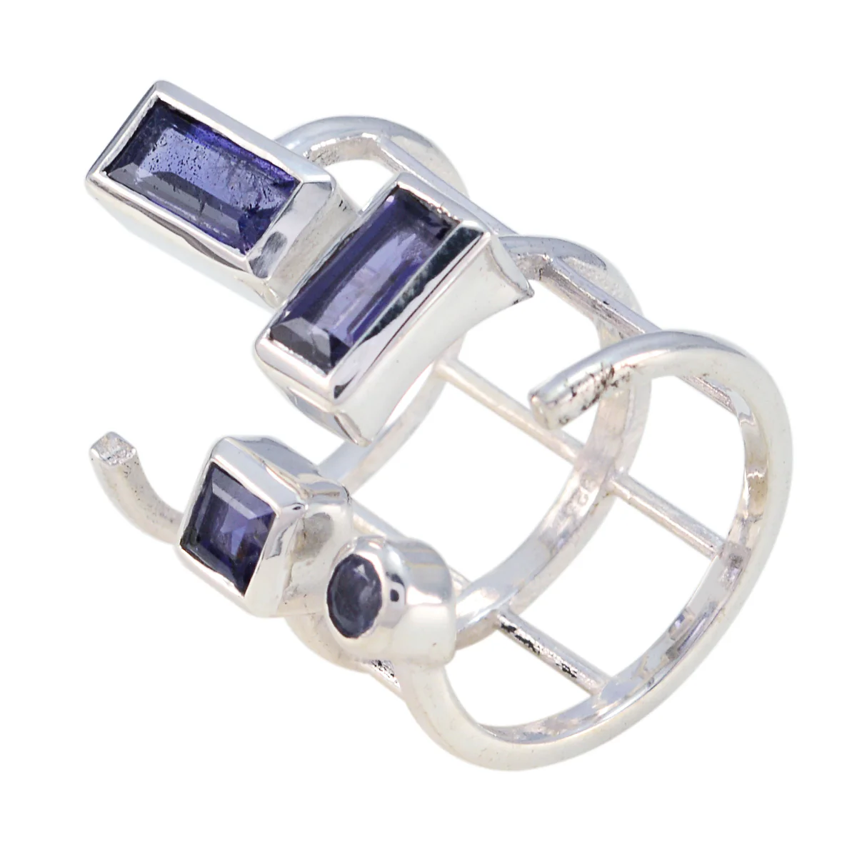 Iolite quarter Russian Sterling Silver Blue Gemstones Mid-weight Signet Ring Jewellery