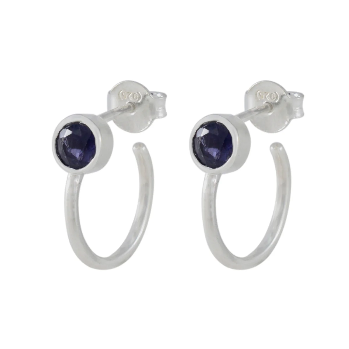 Iolite Russian Isabelle Solitaire Stud Blue Silver Earring
