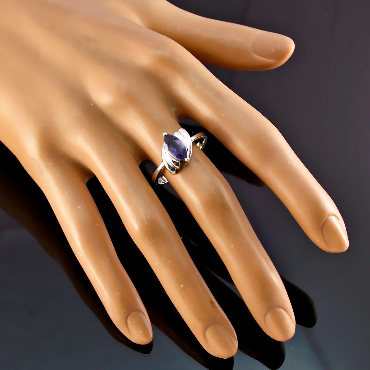 Iolite Solitaire African 92.5 Silver Blue Gems Tiny Contemporary Ring Jewellery - Image 2