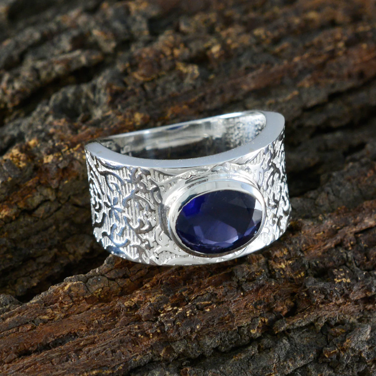 Iolite Solitaire African 925 Sterling Silver Blue Gemstone Essential  Art Deco Ring Jewelry - Image 3