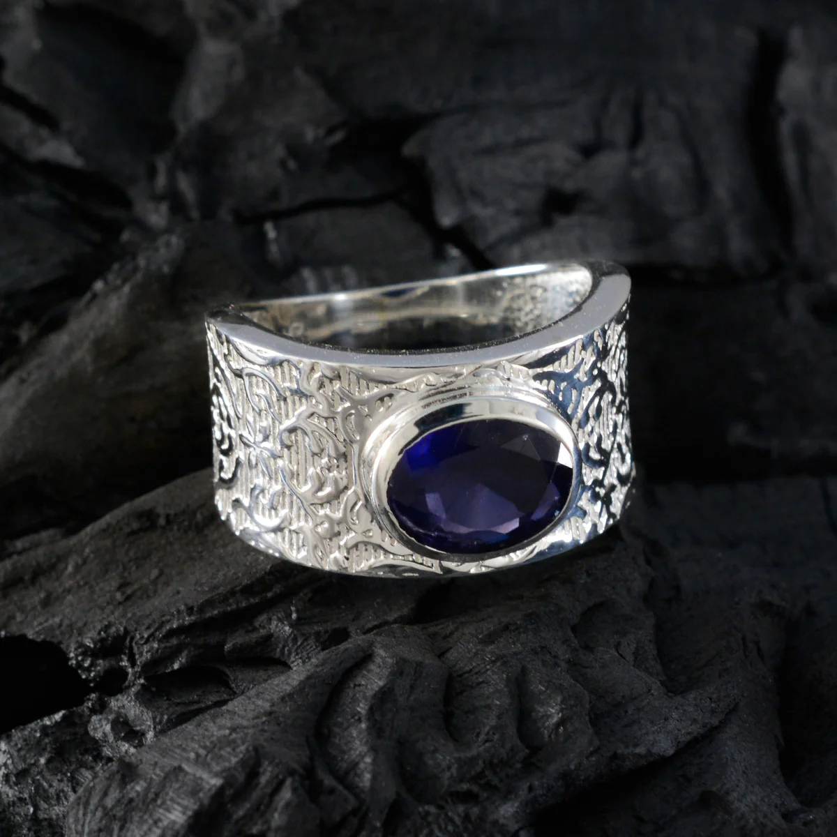Iolite Solitaire African 925 Sterling Silver Blue Gemstone Essential  Art Deco Ring Jewelry - Image 4