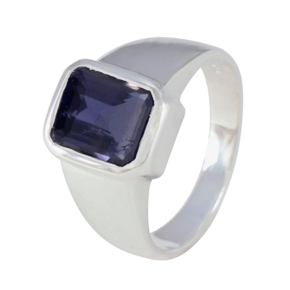 Iolite Solitaire African Silver Blue Gems Eye-catching Modern Ring Jewelry - Image 2