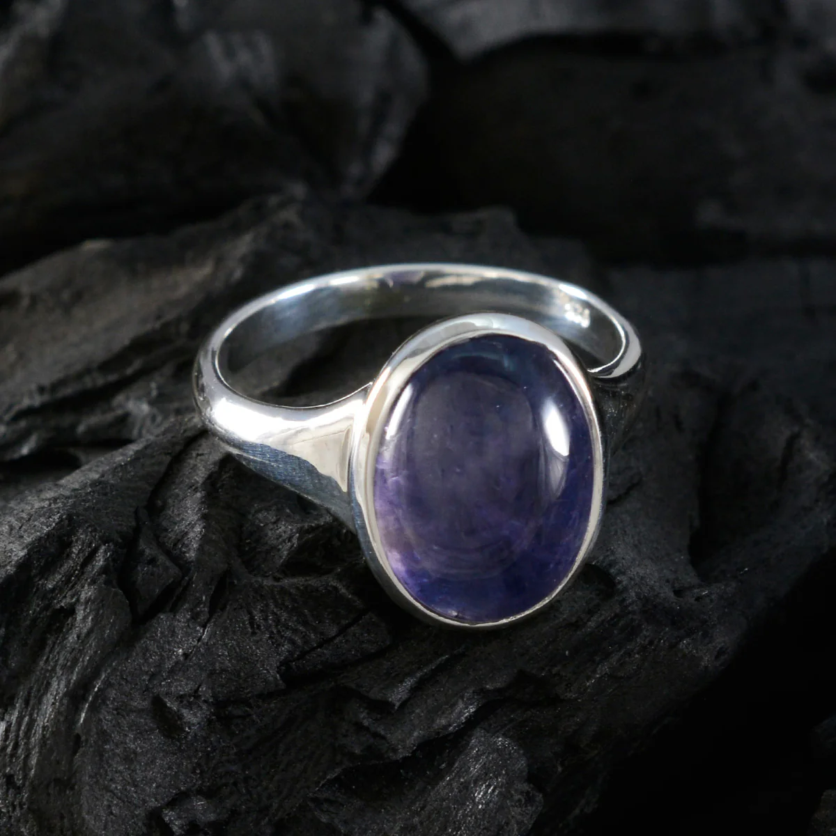 Iolite Solitaire African Silver Blue Gemstones Minimal Ethnic Ring Jewelry - Image 4