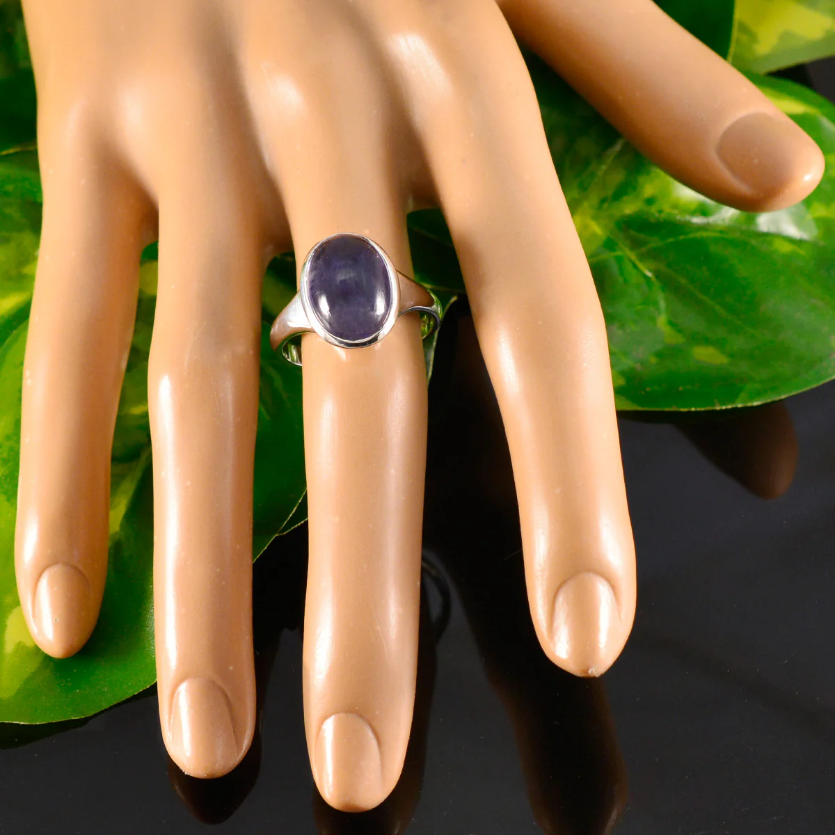 Iolite Solitaire African Silver Blue Gemstones Minimal Ethnic Ring Jewelry - Image 5