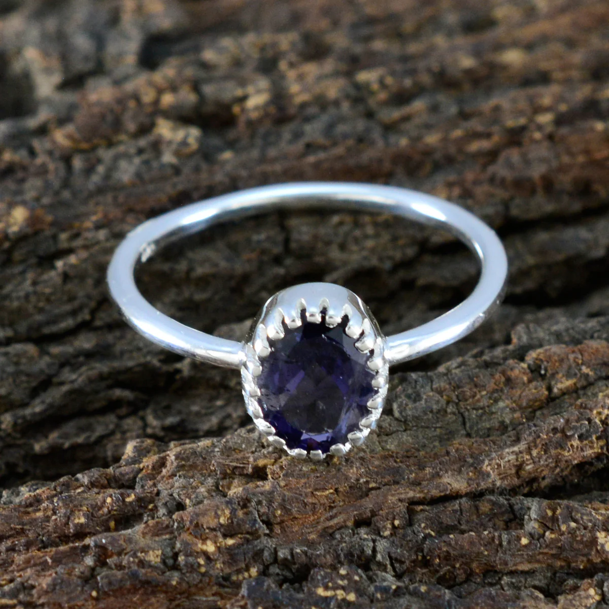 Iolite Solitaire American 92.5 Silver Blue Gems Delicate Sophisticated Ring Jewellery - Image 3