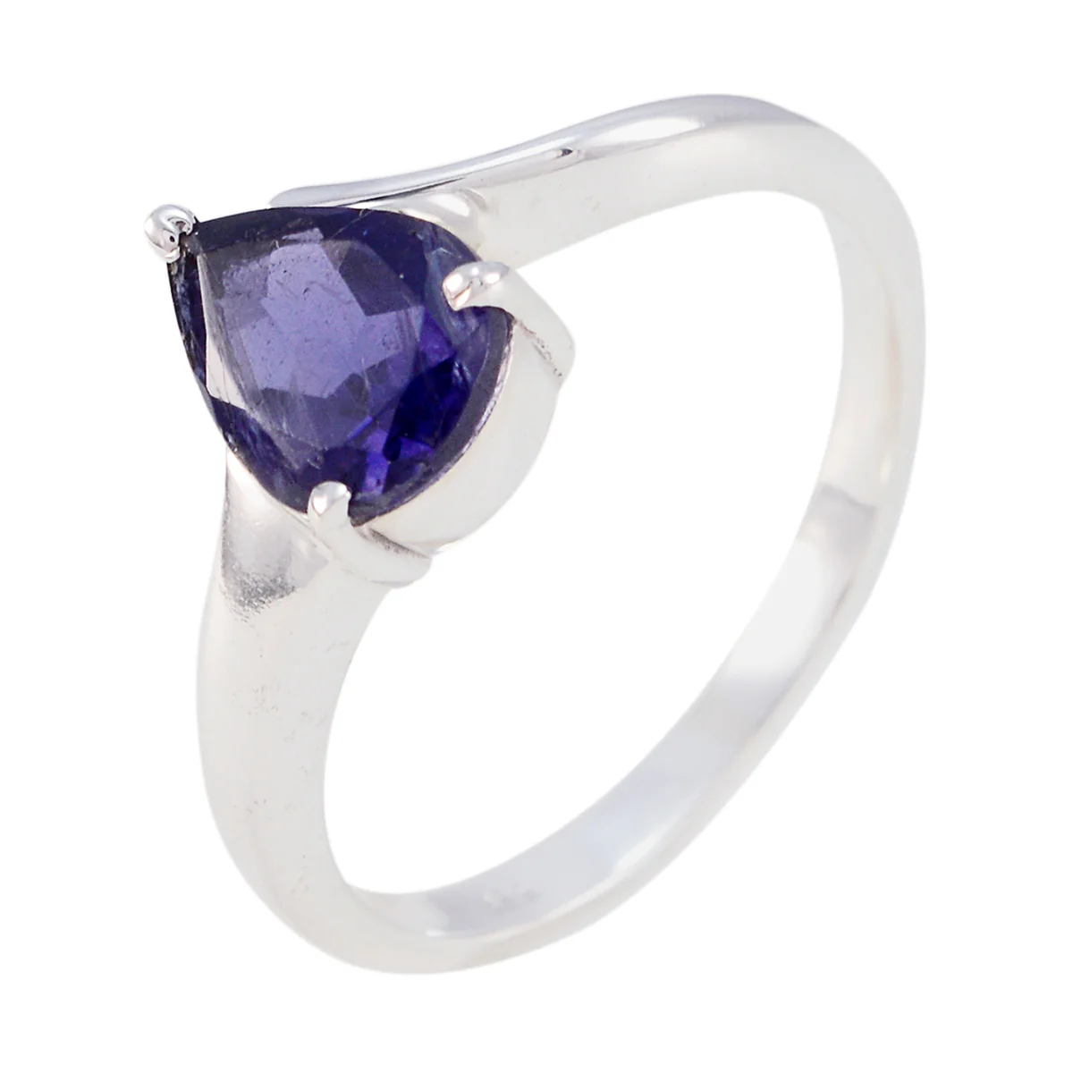 Iolite Solitaire American 925 Silver Blue Gems Whisper-thin Love Ring Jewellery - Image 2