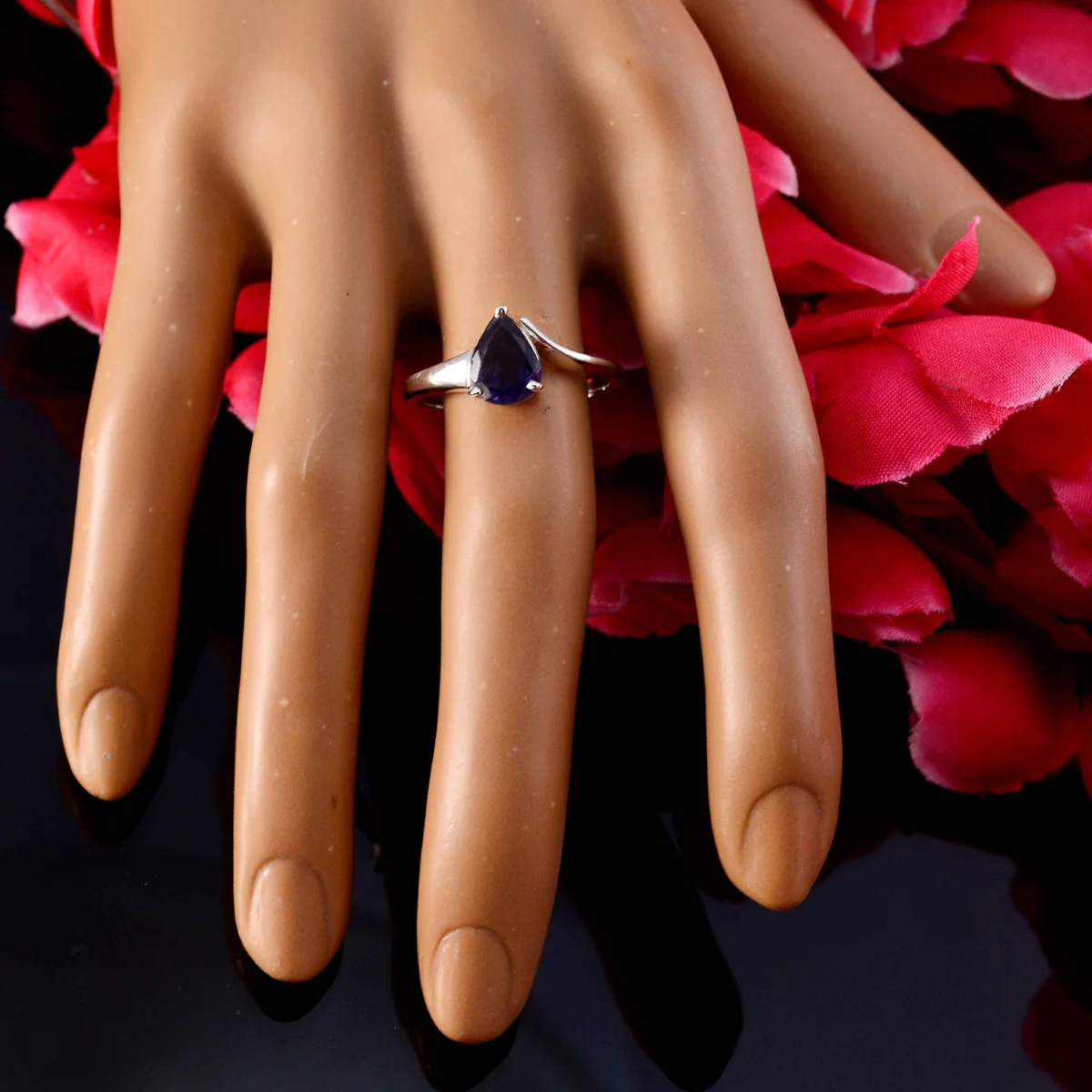 Iolite Solitaire American 925 Silver Blue Gems Whisper-thin Love Ring Jewellery - Image 5
