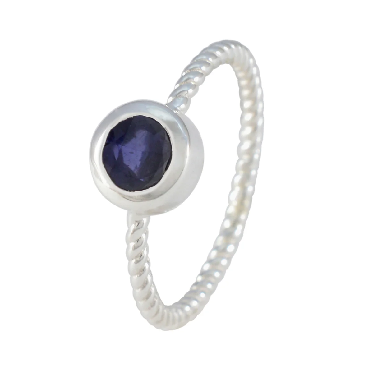 Iolite Solitaire American 925 Sterling Silver Blue Gems Delicate Graceful Ring Jewelry - Image 2