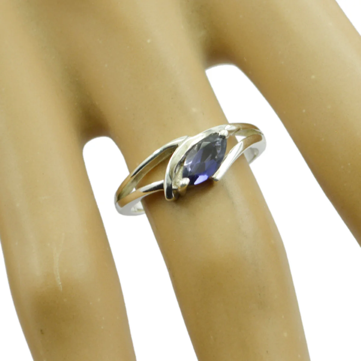 Iolite Solitaire American Silver Blue Gems Dainty Trendy Ring Jewelry - Image 2