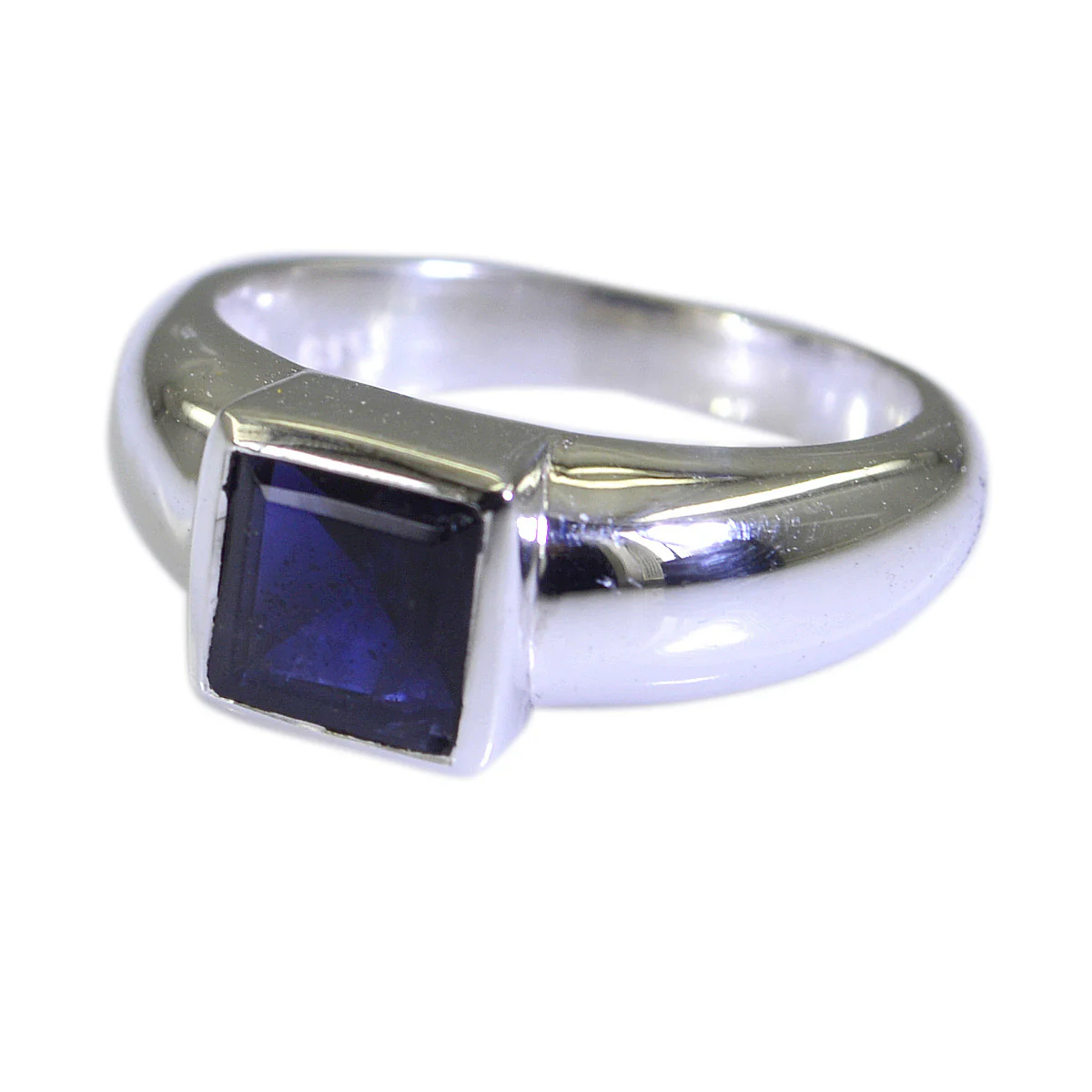 Iolite Solitaire Egyptian 925 Silver Blue Gems Slim Modern Ring Jewelry - Image 2