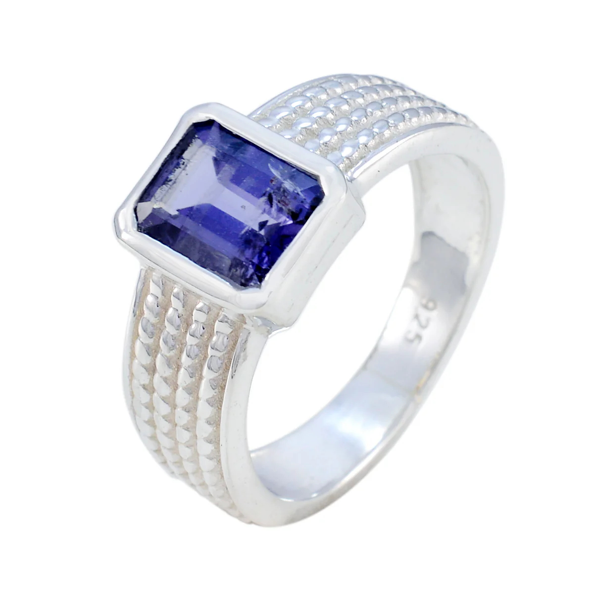 Iolite Solitaire Egyptian 925 Silver Blue Gemstone Mid-weight Fairytale Ring Jewellery - Image 2