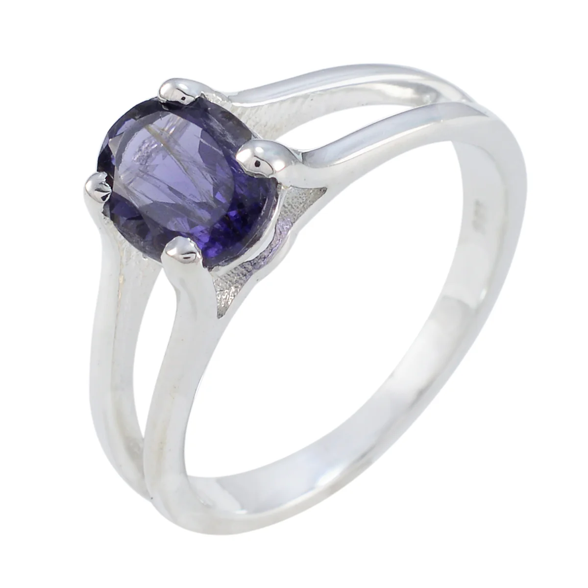 Iolite Solitaire Egyptian 925 Silver Blue Gemstone Slim Traditional Ring Jewellery - Image 2