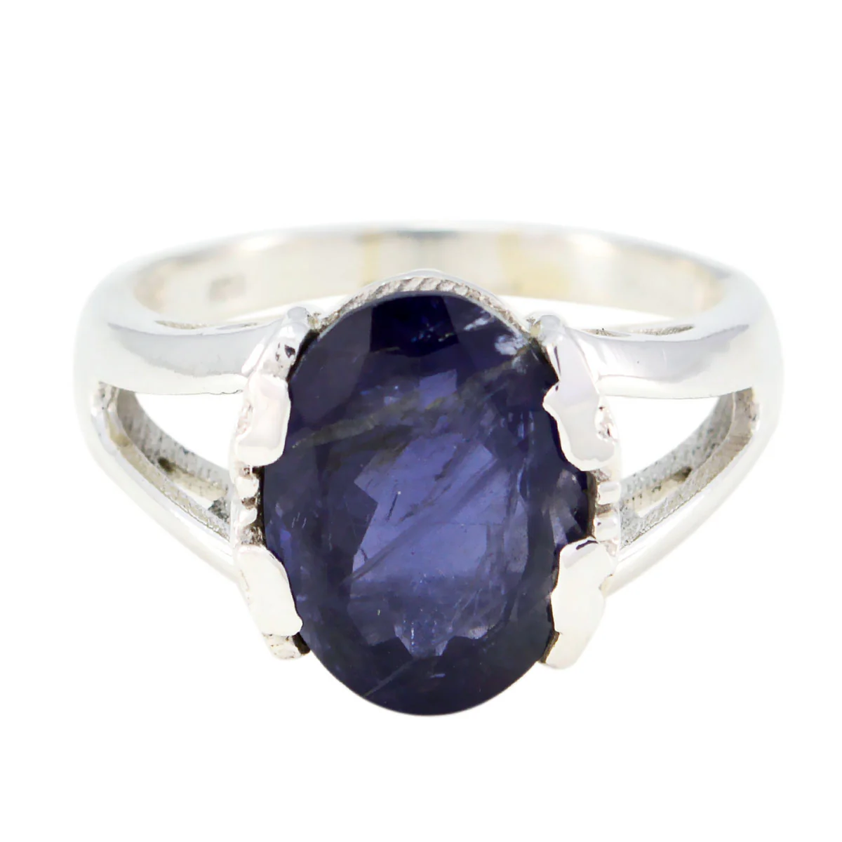 Iolite Solitaire Egyptian Silver Blue Gemstone Minimal Contemporary Ring Jewellery