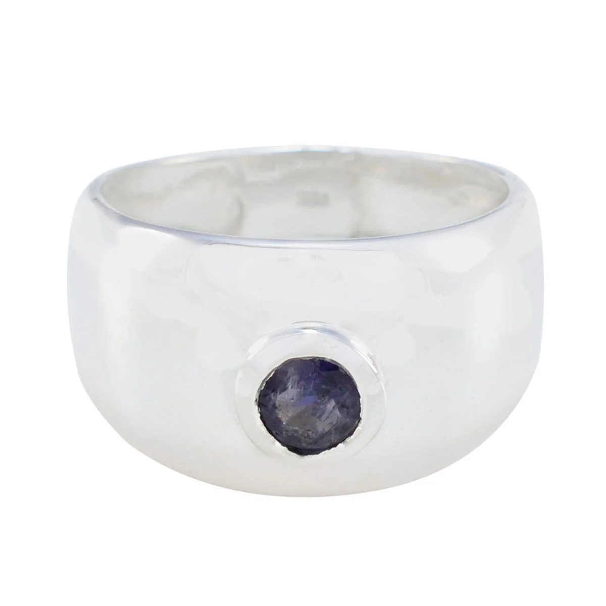 Iolite Solitaire Egyptian Silver Blue Gemstones Eye-catching Abstract Ring Jewelry