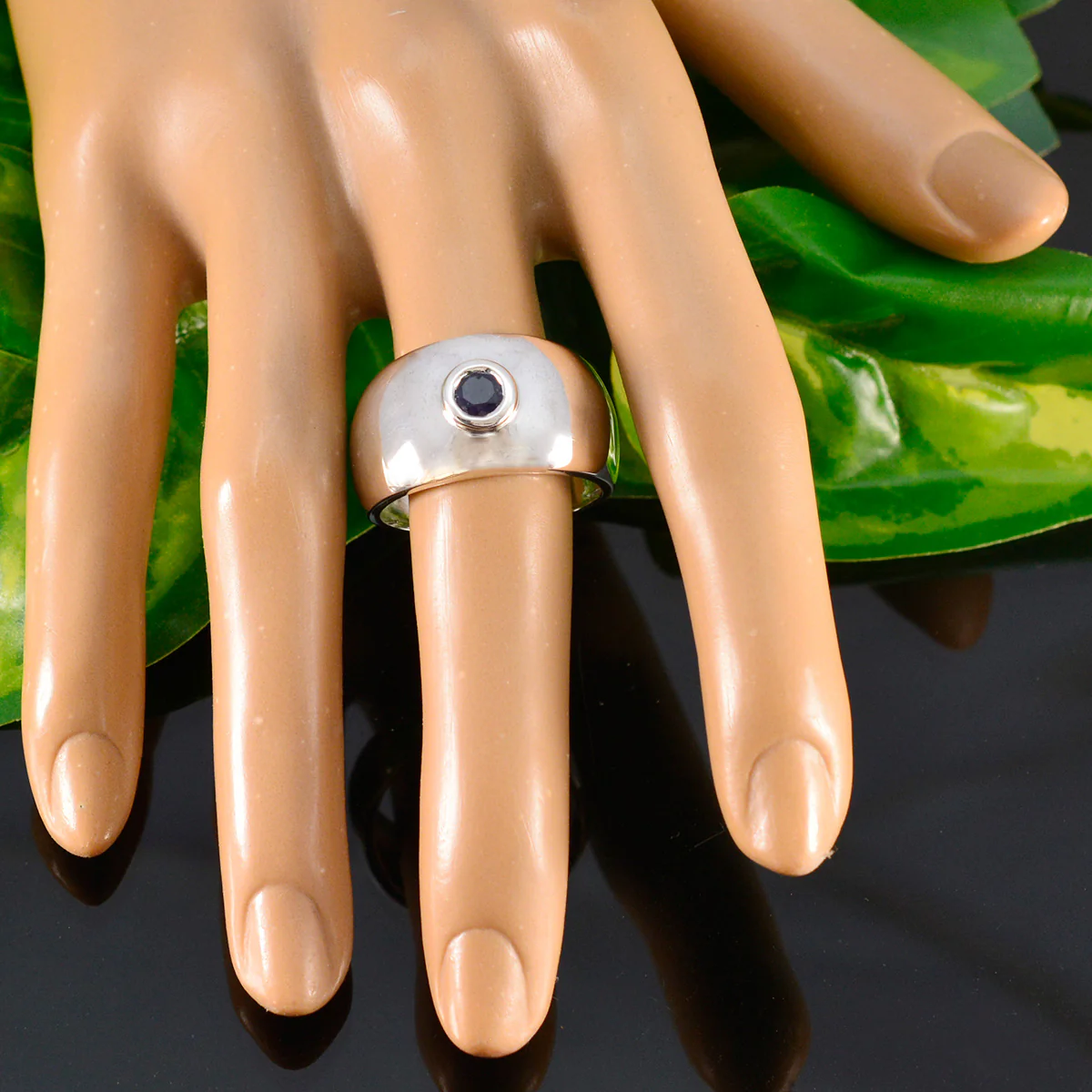 Iolite Solitaire Egyptian Silver Blue Gemstones Eye-catching Abstract Ring Jewelry - Image 5