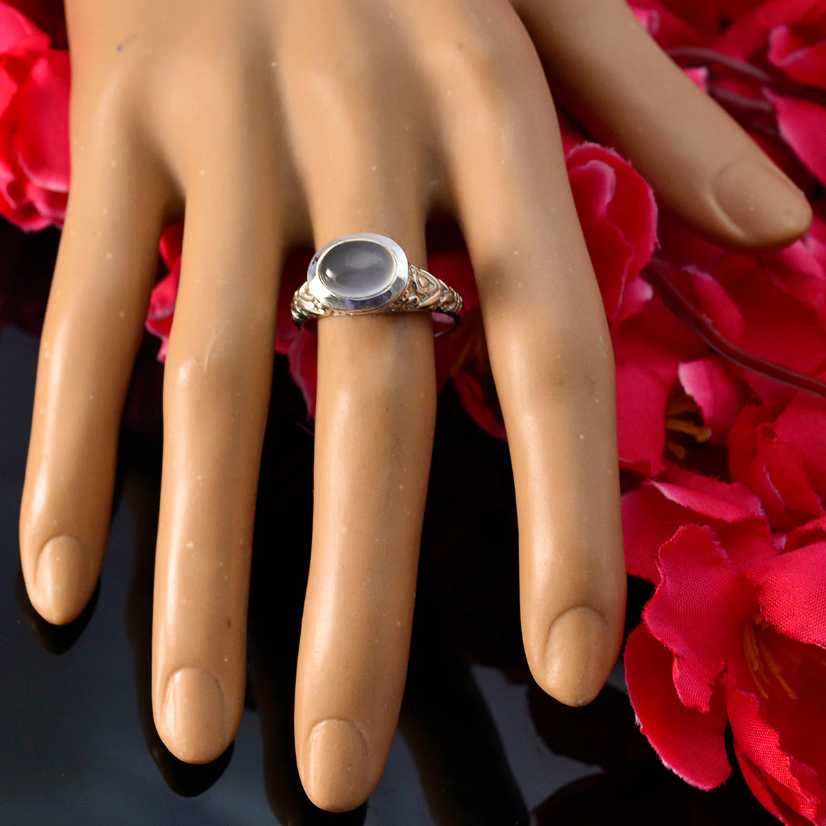 Iolite Solitaire French 92.5 Silver Blue Gemstones Minimal Art Deco Ring Jewelry - Image 5