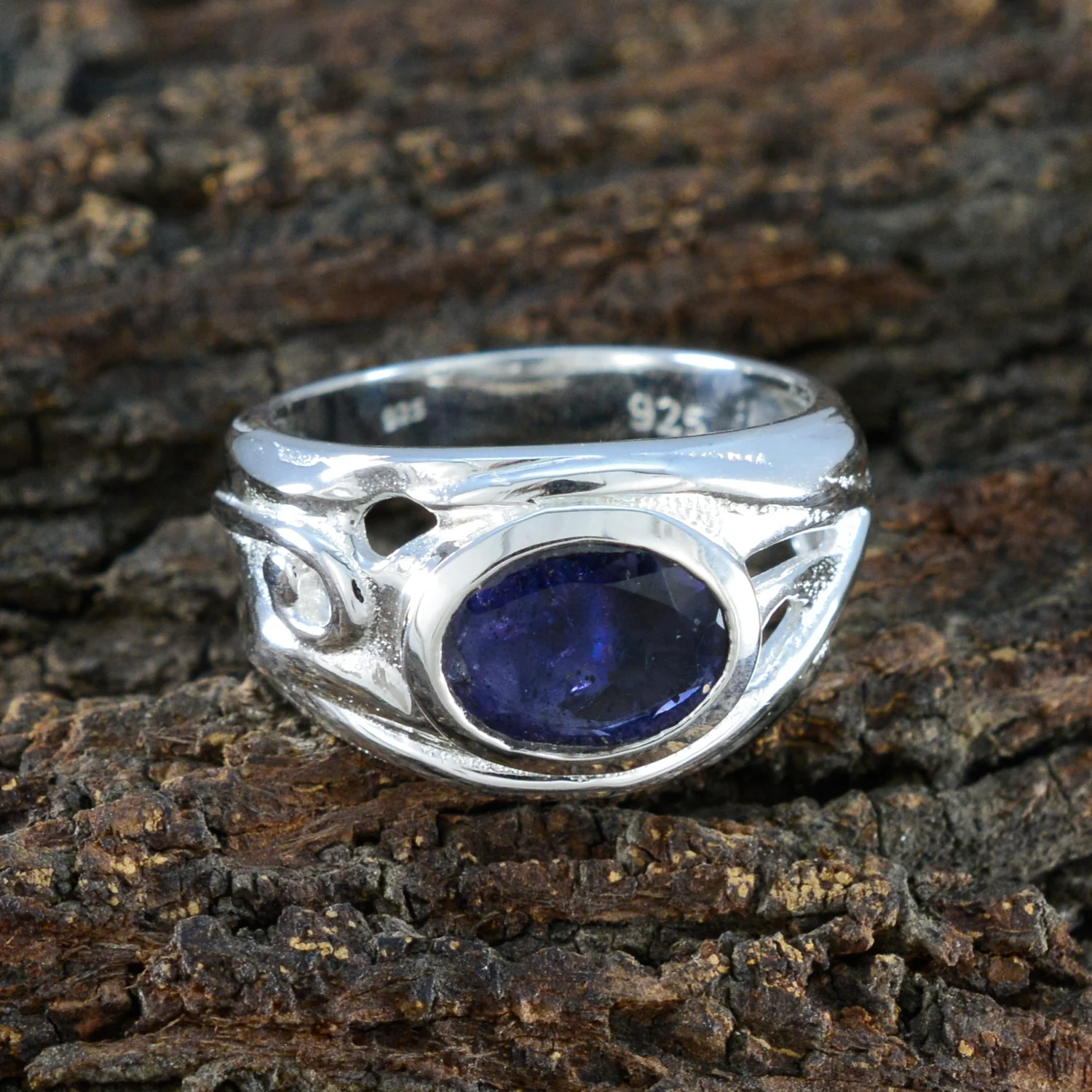 Iolite Solitaire French 925 Sterling Silver Blue Gems Mid-weight Fairytale Ring Jewelry - Image 3