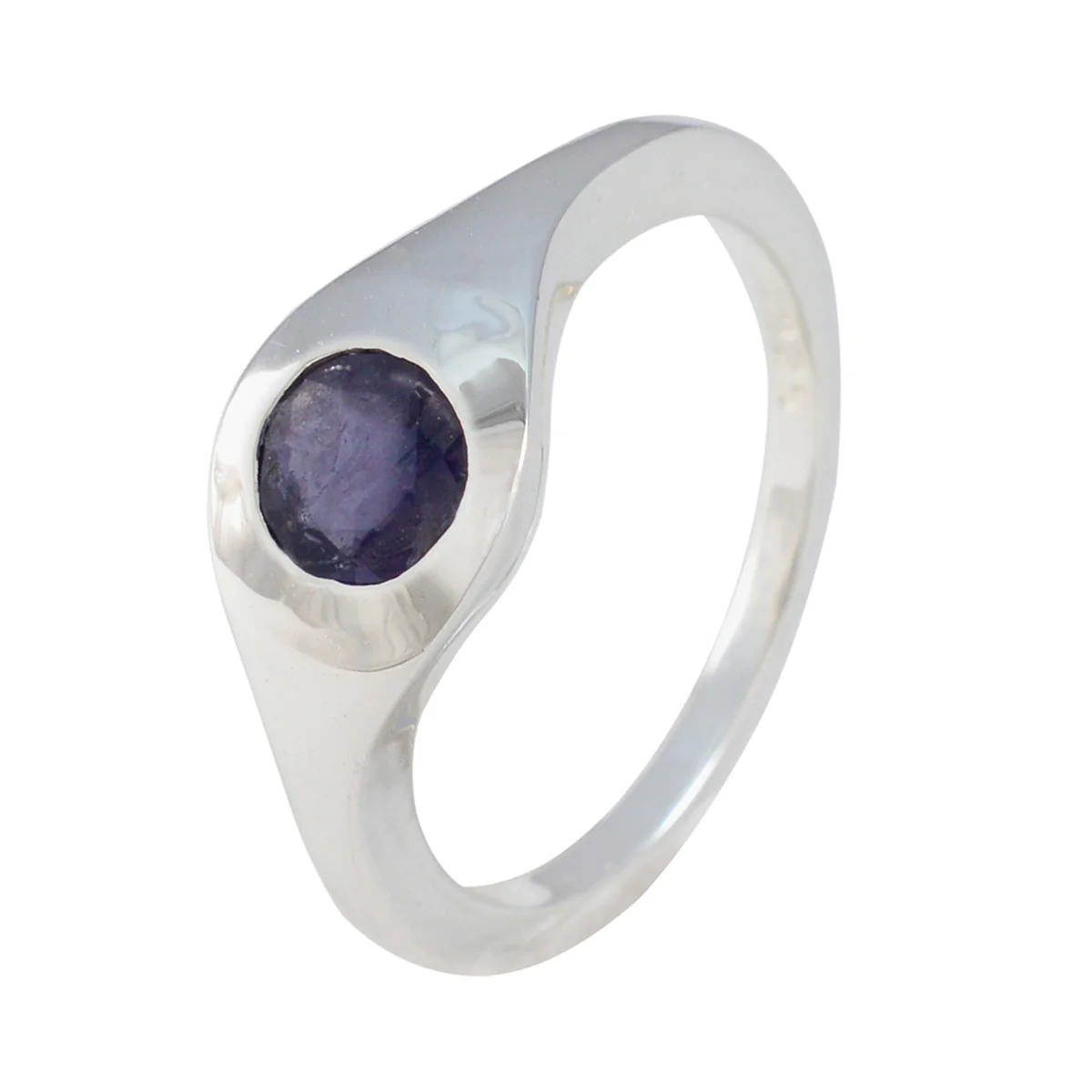 Iolite Solitaire French Sterling Silver Blue Gems Featherlight Modern Ring Jewelry - Image 2