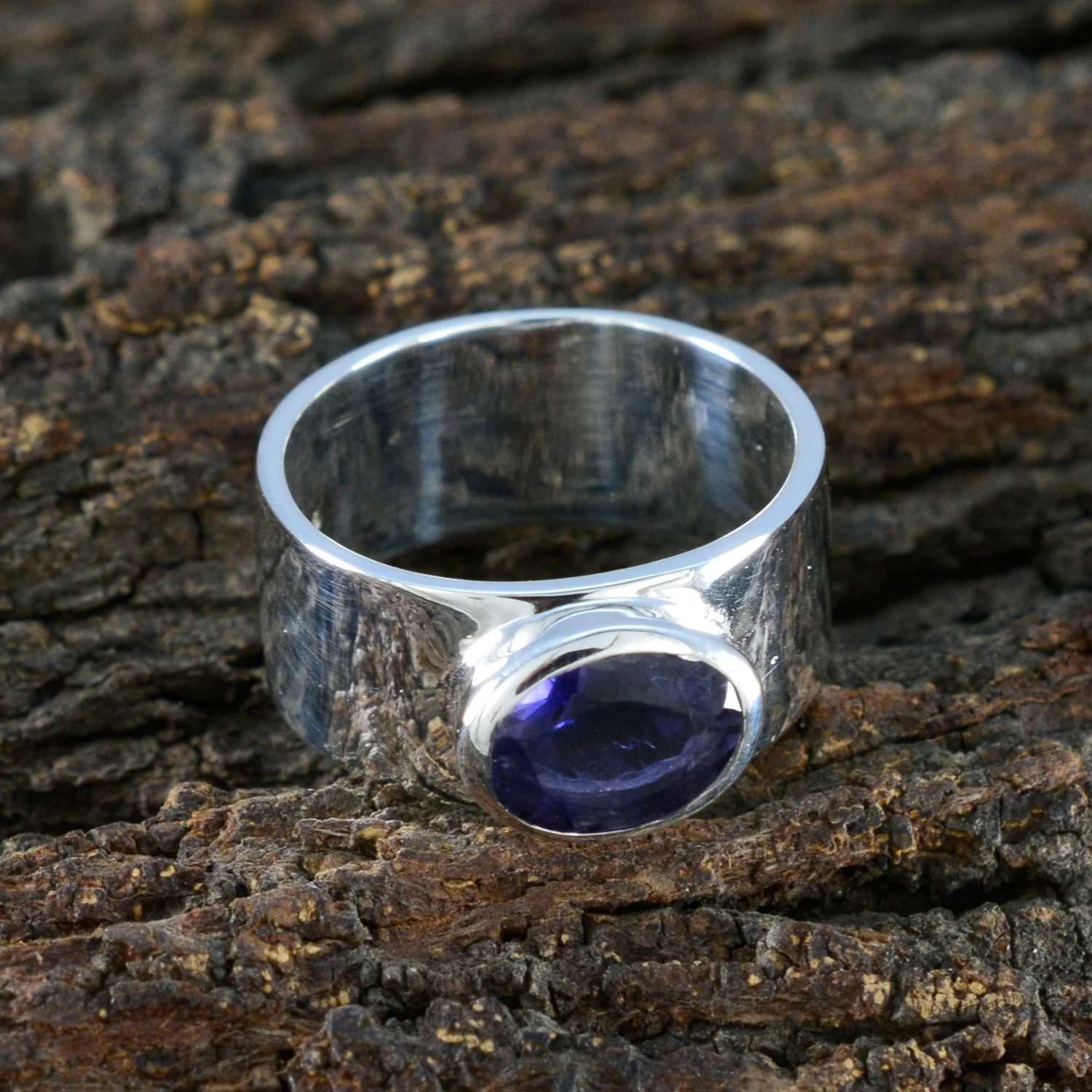 Iolite Solitaire Indian Sterling Silver Blue Gemstones Eye-catching Armor Band Jewellery - Image 3