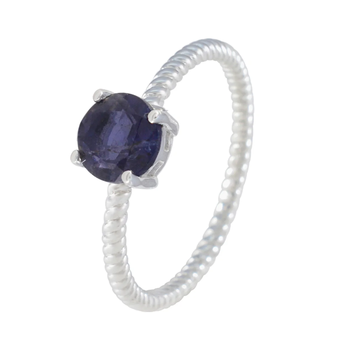 Iolite Solitaire Japanese 92.5 Silver Blue Gemstones Delicate Twist Ring Jewelry - Image 2