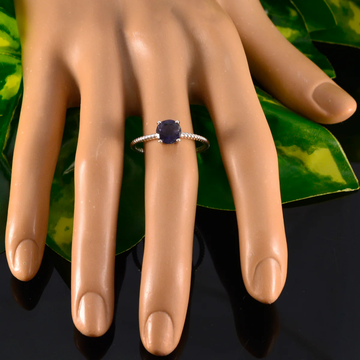 Iolite Solitaire Japanese 92.5 Silver Blue Gemstones Delicate Twist Ring Jewelry - Image 5