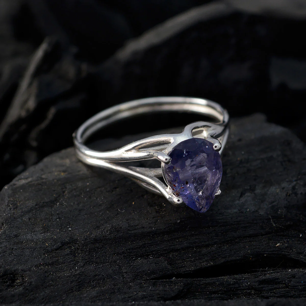 Iolite Solitaire Japanese 925 Sterling Silver Blue Gemstones Dainty wedding Ring Jewelry - Image 4