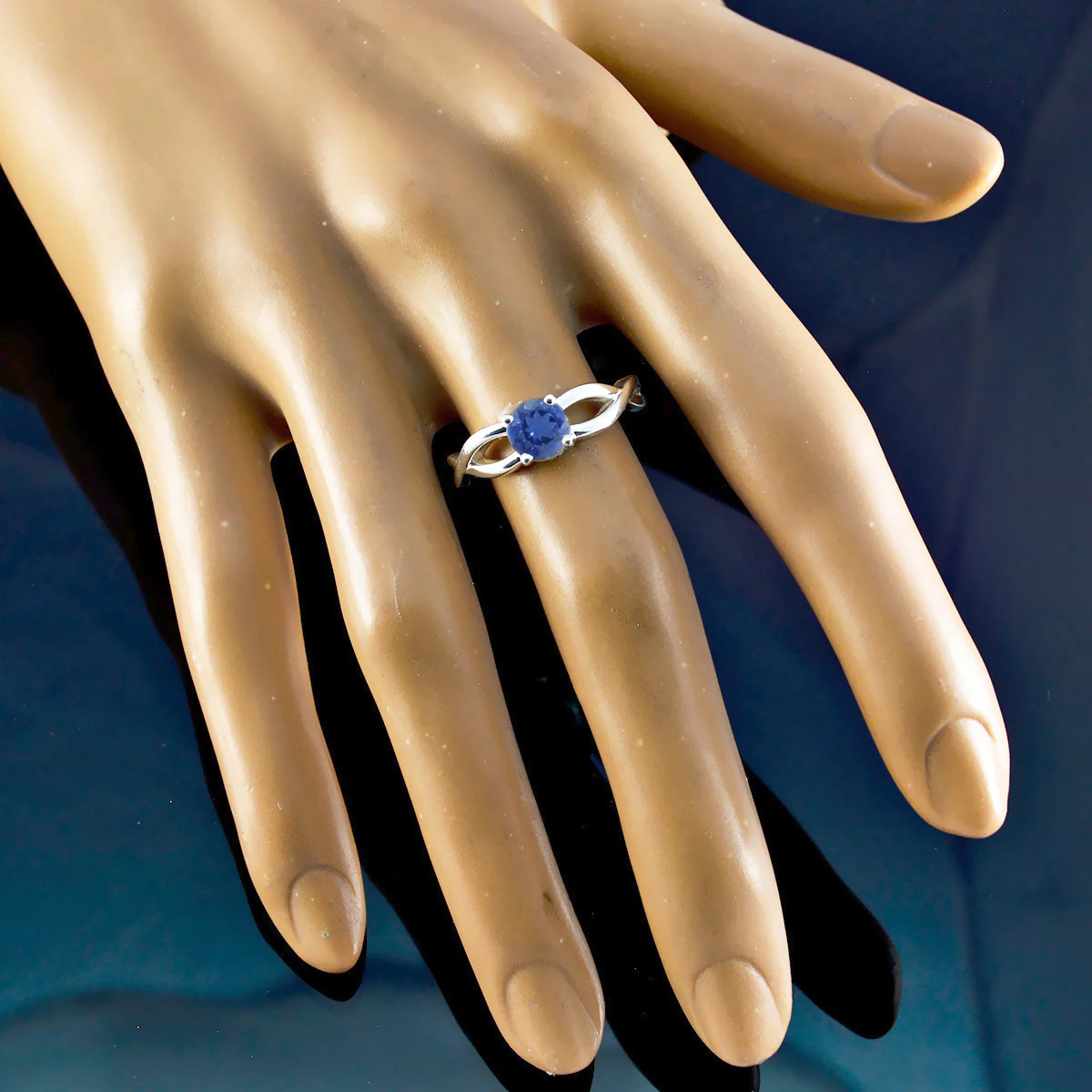 Iolite Solitaire Japanese Sterling Silver Blue Gemstone Whisper-thin Trendy Ring Jewellery - Image 2
