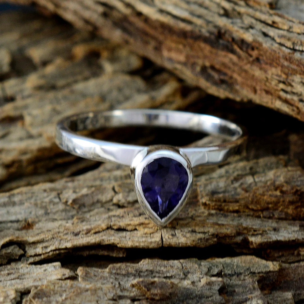 Iolite Solitaire Japanese Sterling Silver Blue Gemstones Delicate Heart Ring Jewellery - Image 3