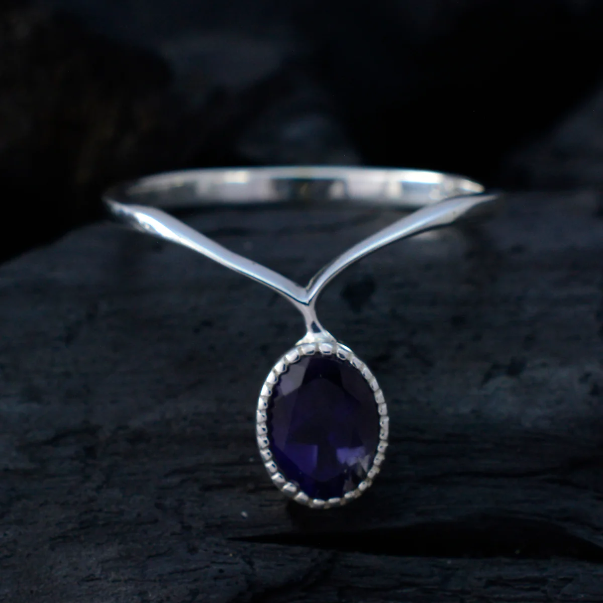 Iolite Solitaire Korean 925 Sterling Silver Blue Gemstone Delicate Glamorous Ring Jewellery - Image 4