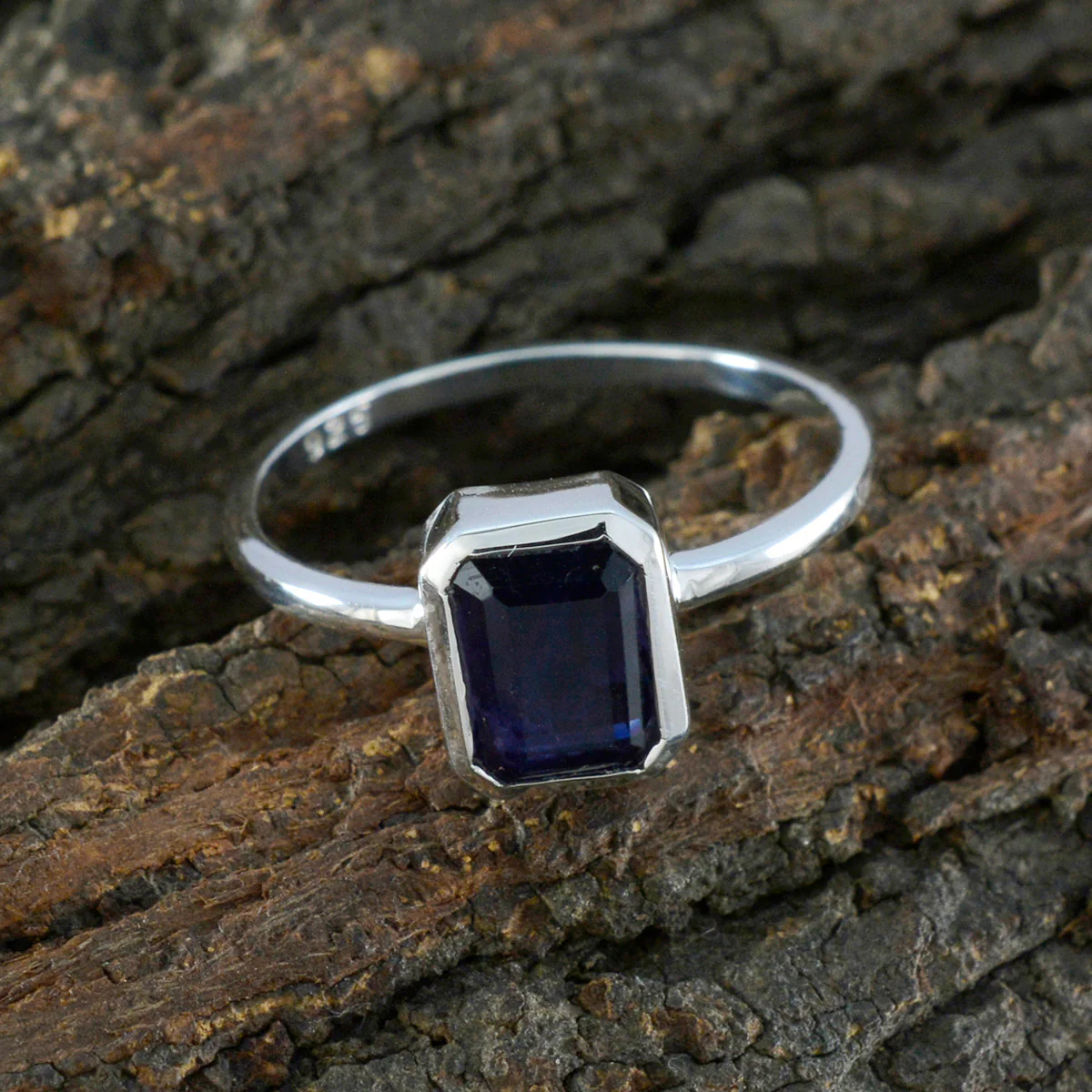 Iolite Solitaire Korean Sterling Silver Blue Gems Delicate Luxurious Ring Jewelry - Image 3