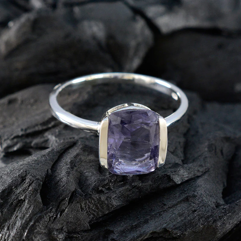 Iolite Solitaire Korean Sterling Silver Blue Gems Whisper-thin Fairytale Ring Jewellery - Image 4