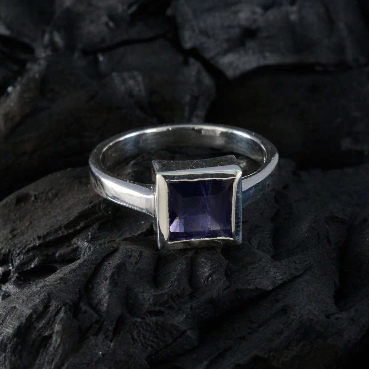 Iolite Solitaire Moroccan 925 Sterling Silver Blue Gems Featherlight Feminine Ring Jewelry - Image 4