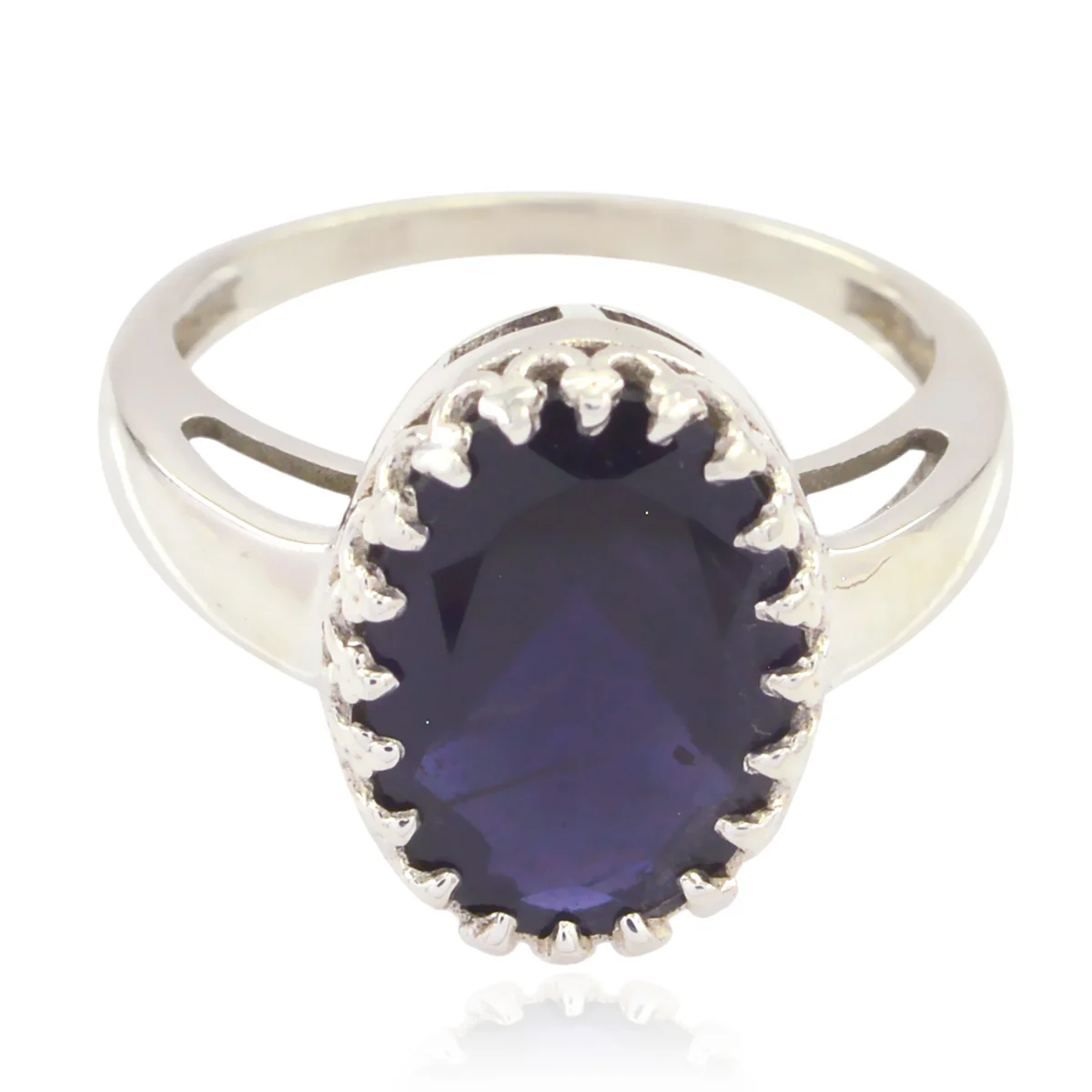 Iolite Solitaire Moroccan Sterling Silver Blue Gemstone Minimal Traditional Ring Jewelry