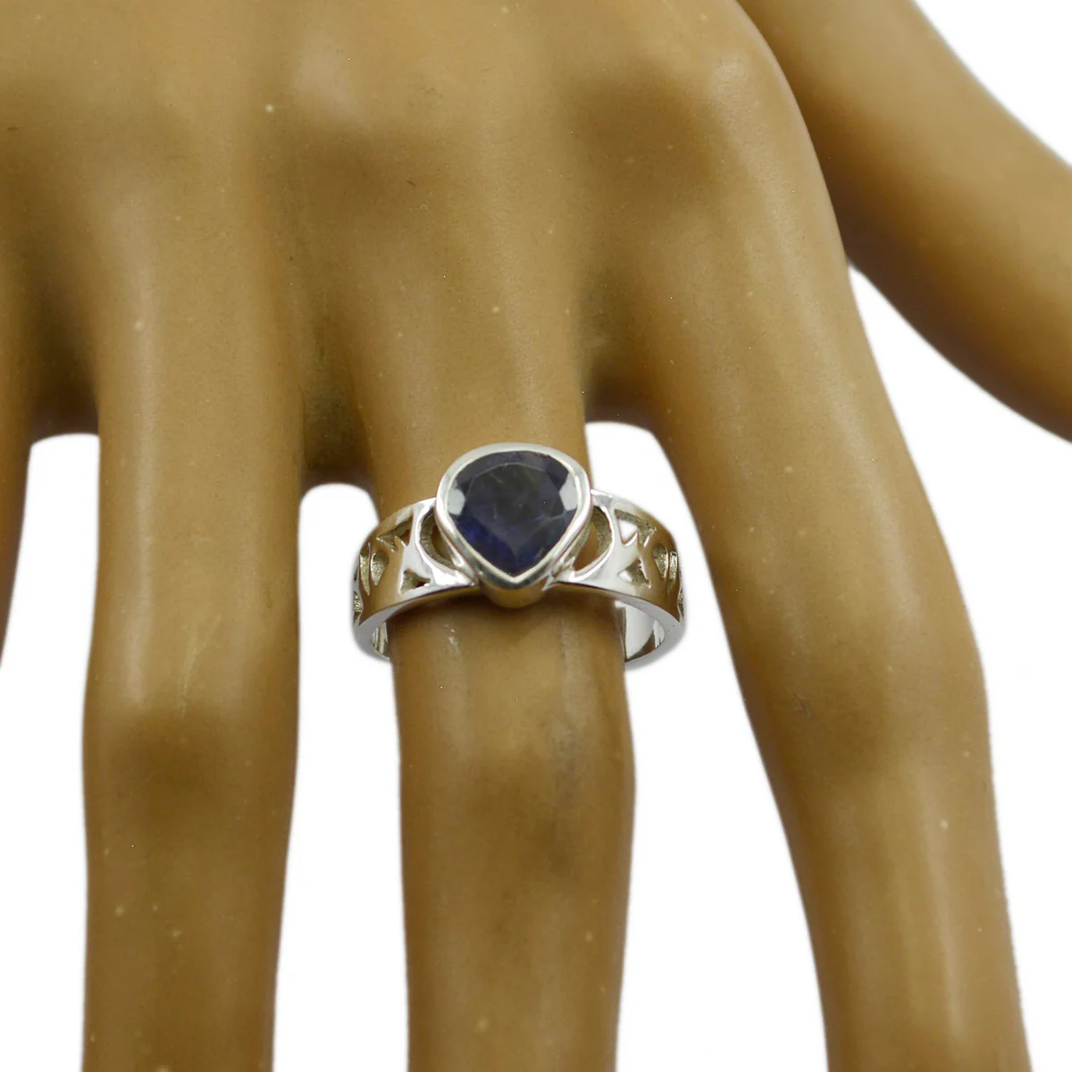 Iolite Solitaire Moroccan Sterling Silver Blue Gemstones Classic Heart Ring Jewelry - Image 3
