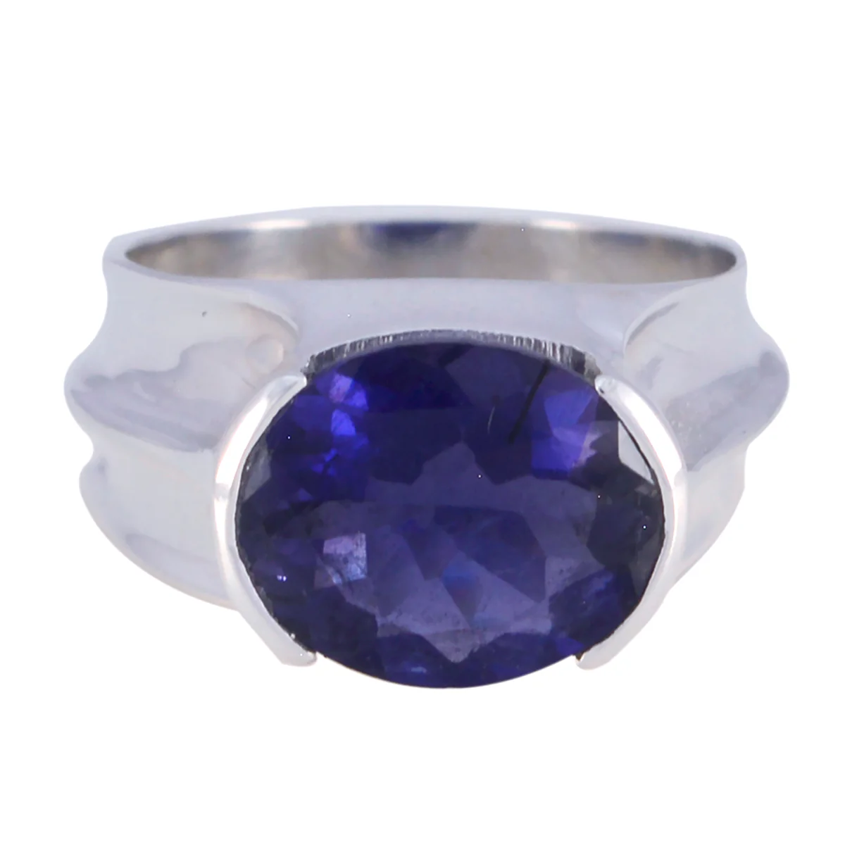 Iolite Solitaire Russian 92.5 Silver Blue Gems Minimal Traditional Ring Jewellery - Image 3