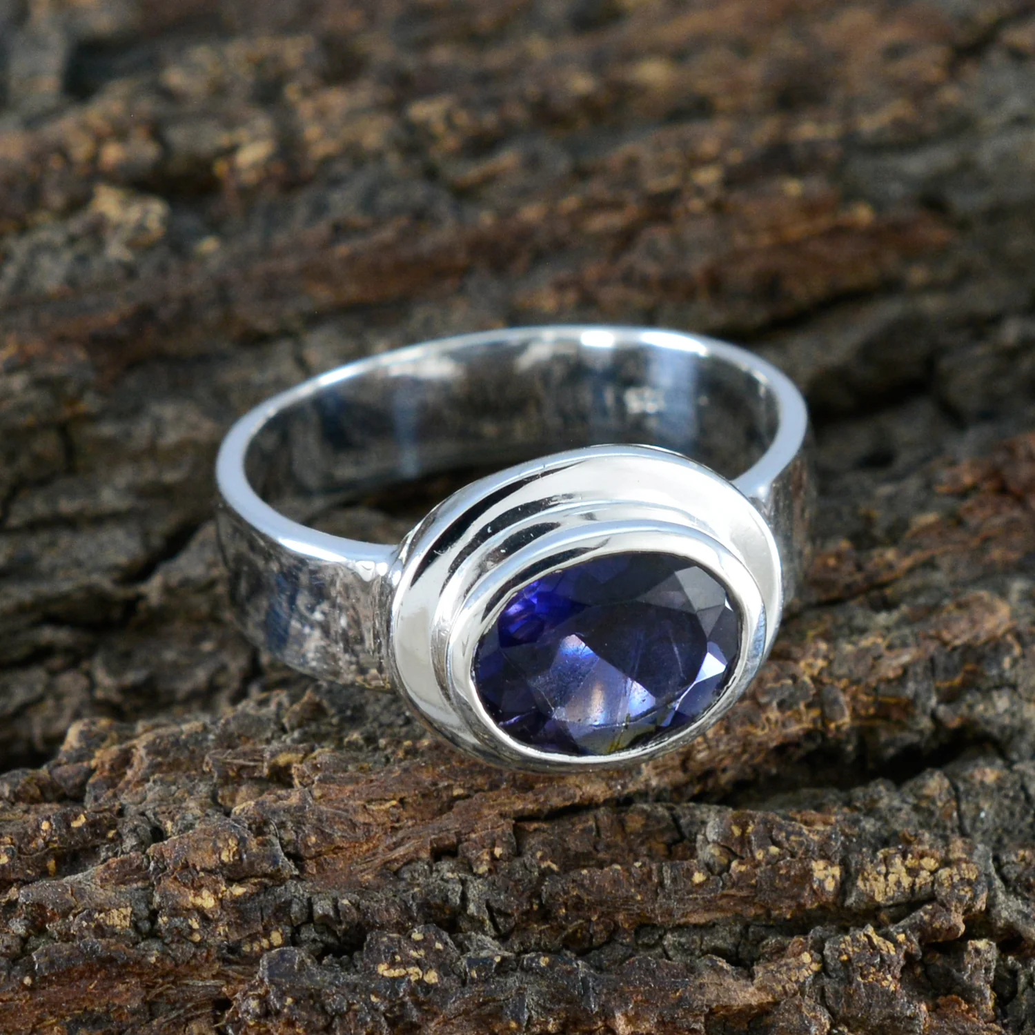 Iolite Solitaire Russian 92.5 Silver Blue Gemstone Classic Fairytale Ring Jewellery - Image 3