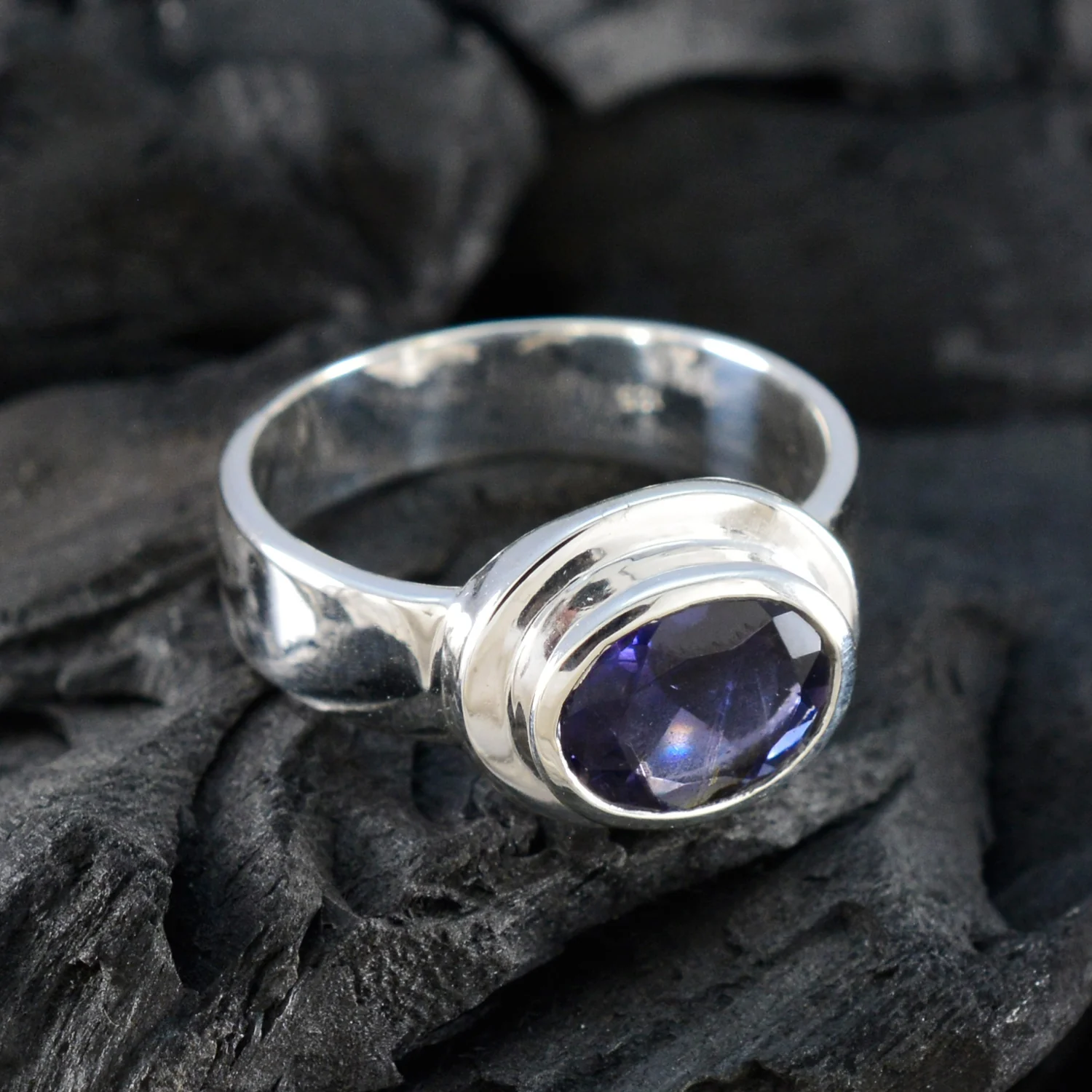 Iolite Solitaire Russian 92.5 Silver Blue Gemstone Classic Fairytale Ring Jewellery - Image 4
