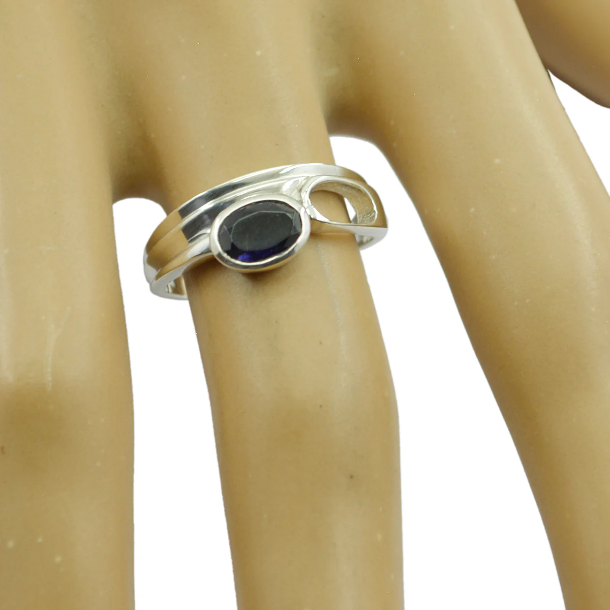 Iolite Solitaire Russian 92.5 Silver Blue Gemstone Featherlight Traditional Ring Jewelry - Image 2