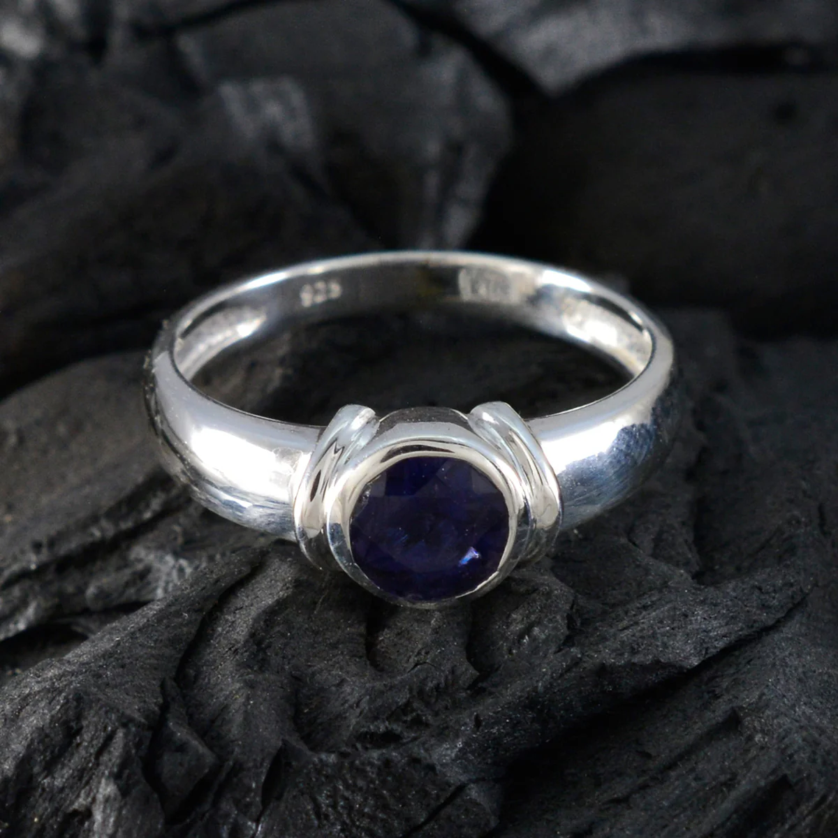Iolite Solitaire Russian Sterling Silver Blue Gemstone Featherlight Modern Ring Jewelry - Image 4