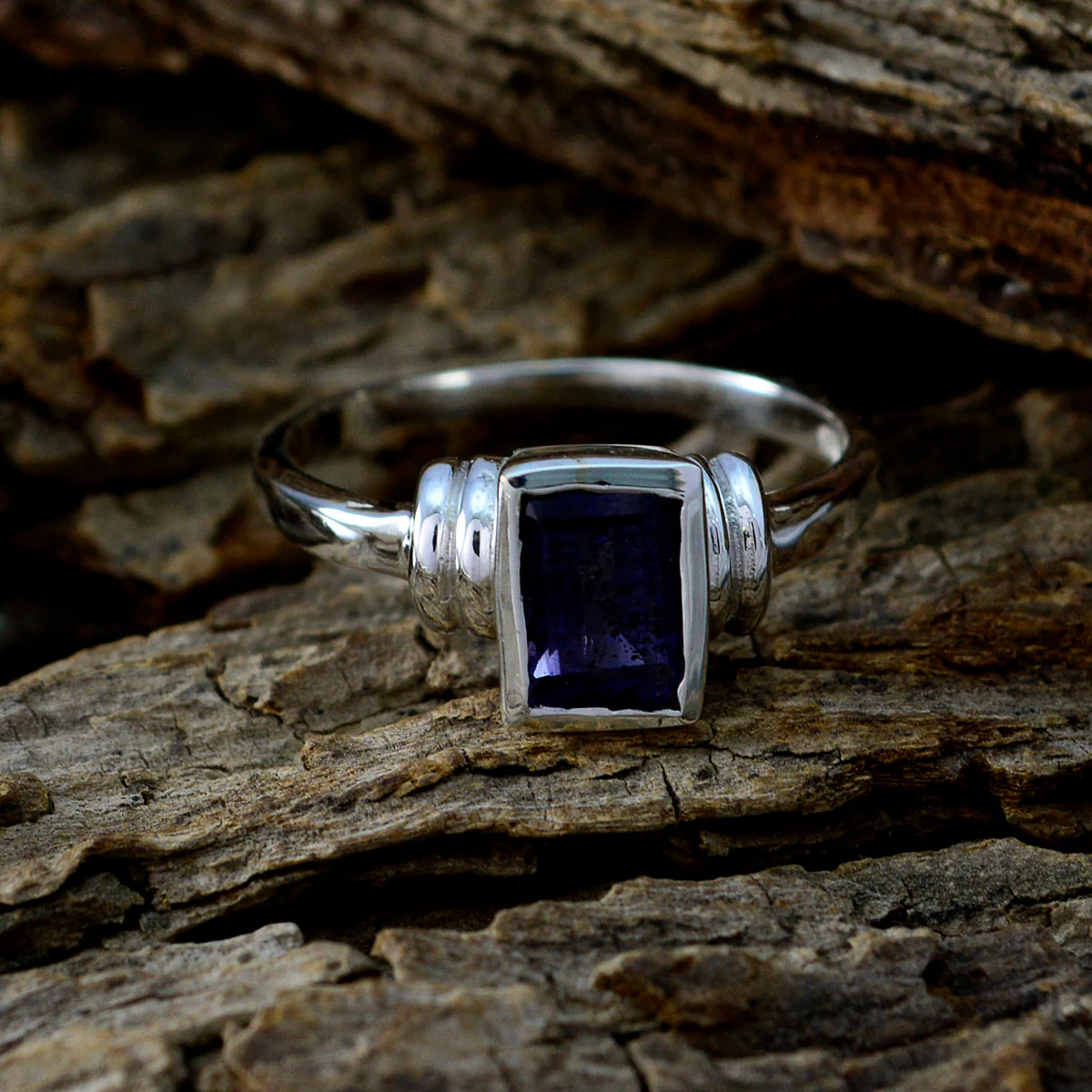 Iolite Solitaire Turkish 92.5 Silver Blue Gems Dainty Fairytale Ring Jewelry - Image 3