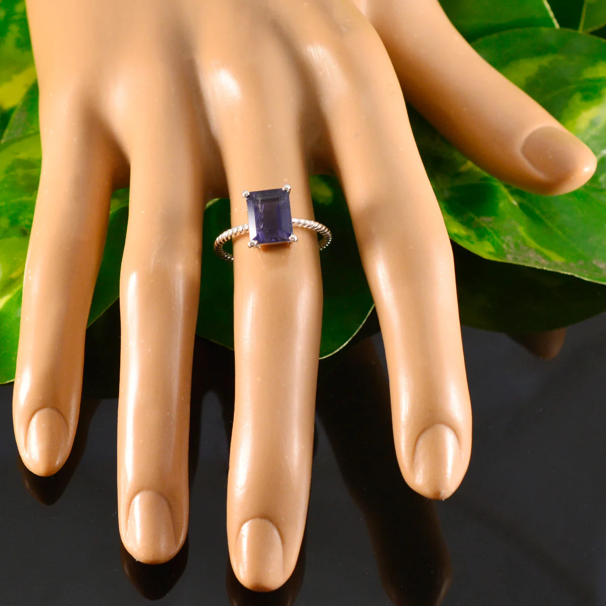 Iolite Solitaire Turkish 92.5 Silver Blue Gemstone Delicate Twist Ring Jewellery - Image 5