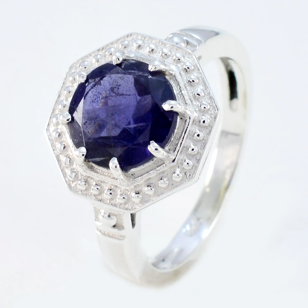 Iolite Solitaire Turkish 92.5 Silver Blue Gemstone Whisper-thin Modern Ring Jewelry - Image 2