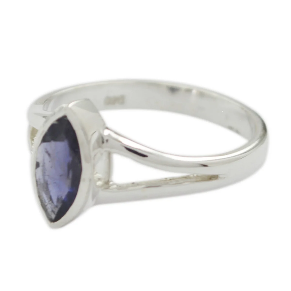 Iolite Solitaire Turkish 92.5 Silver Blue Gemstones Dainty Geometric Ring Jewellery - Image 2