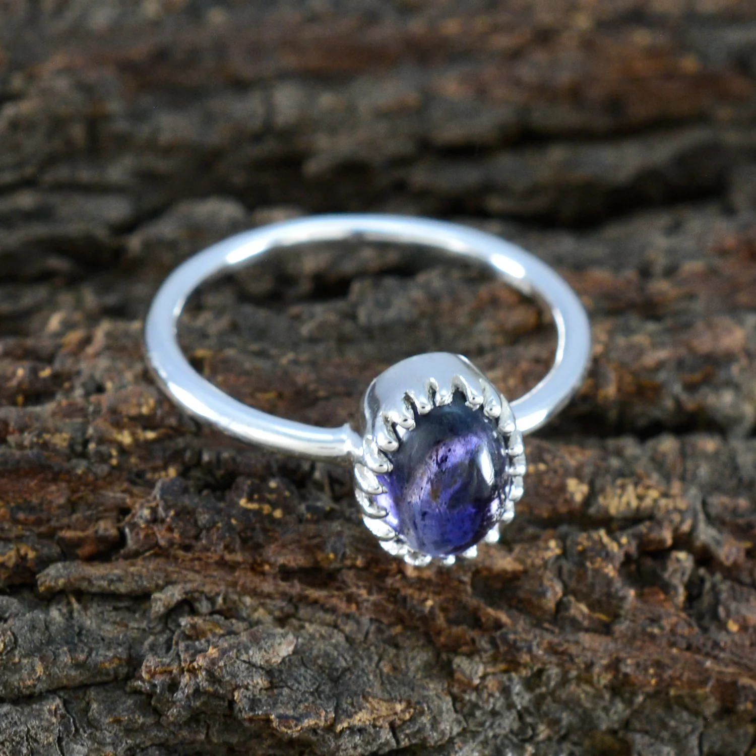 Iolite Solitaire Turkish 925 Silver Blue Gemstones Delicate Glamorous Ring Jewelry - Image 3