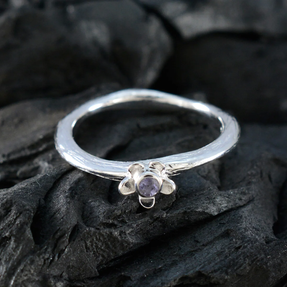 Iolite Solitaire Turkish Silver Blue Gems Delicate Romantic Ring Jewellery - Image 4