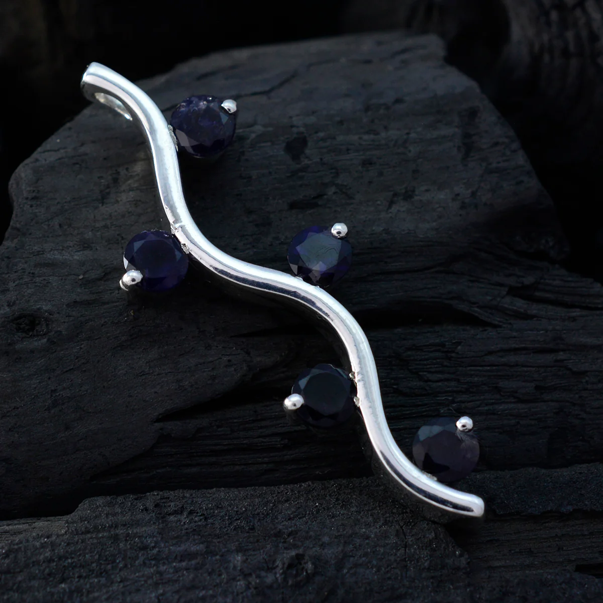 Iolite Tiny American Sterling Silver Penta Kennedy Heart Blue Pendant Jewellery - Image 3