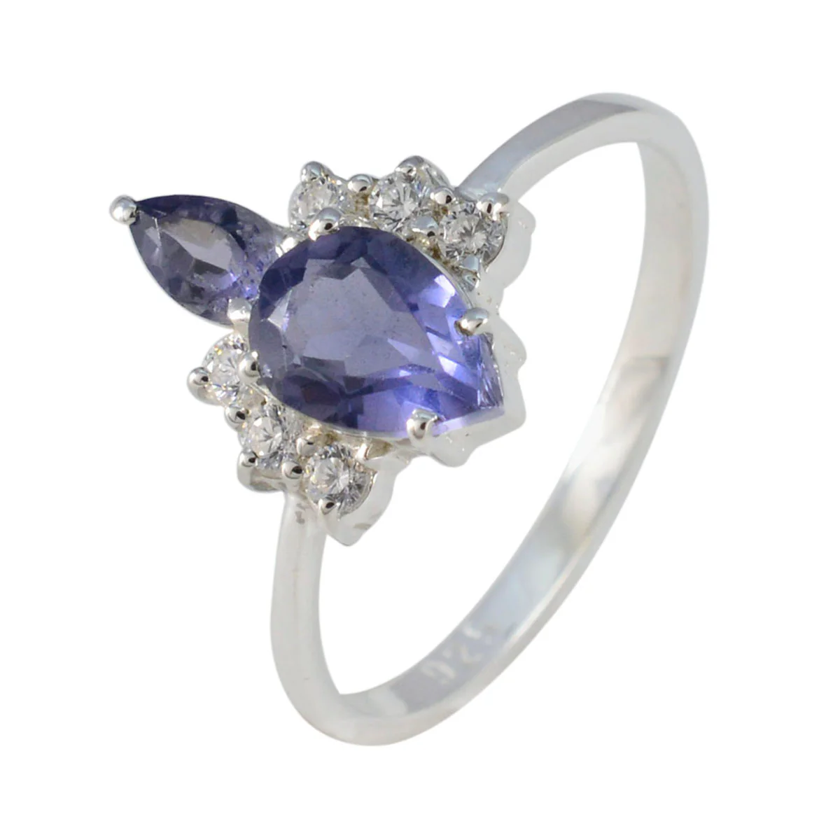 Iolite Toi et Moi Korean 925 Silver Blue Gemstone Elegant Romantic Ring Jewelry - Image 2