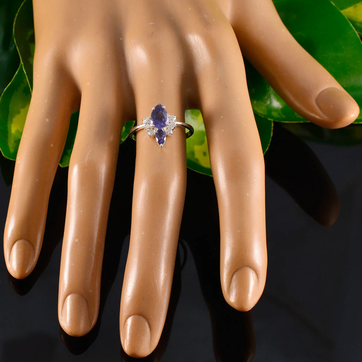 Iolite Toi et Moi Korean 925 Silver Blue Gemstone Elegant Romantic Ring Jewelry - Image 5