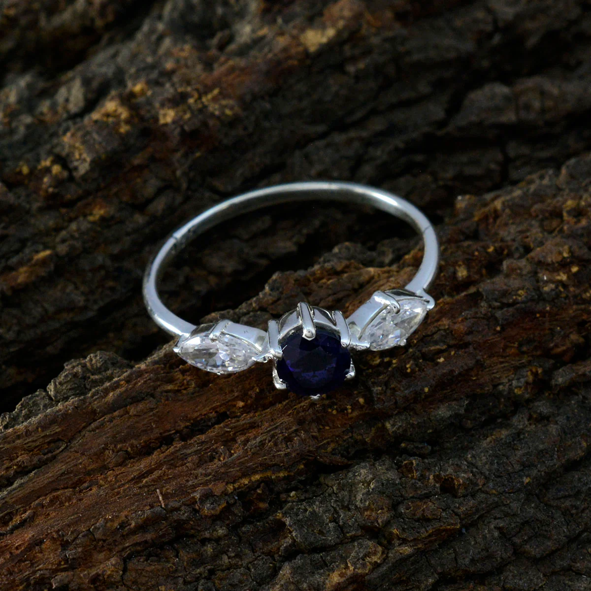 Iolite Trilogy American 925 Sterling Silver Blue Gems Elegant  Sophisticated Ring Jewelry - Image 3