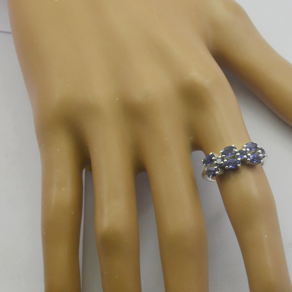 Iolite Trilogy American Sterling Silver Blue Gems Whisper-thin Luxurious Ring Jewellery - Image 2